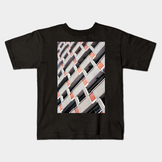 Brutalist Building Facade Kids T-Shirt by visualspectrum